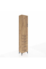 Arges Dolap 3 Raflı 5 Çekmeceli Tek Kapaklı 44x30x221 Çam-Çam