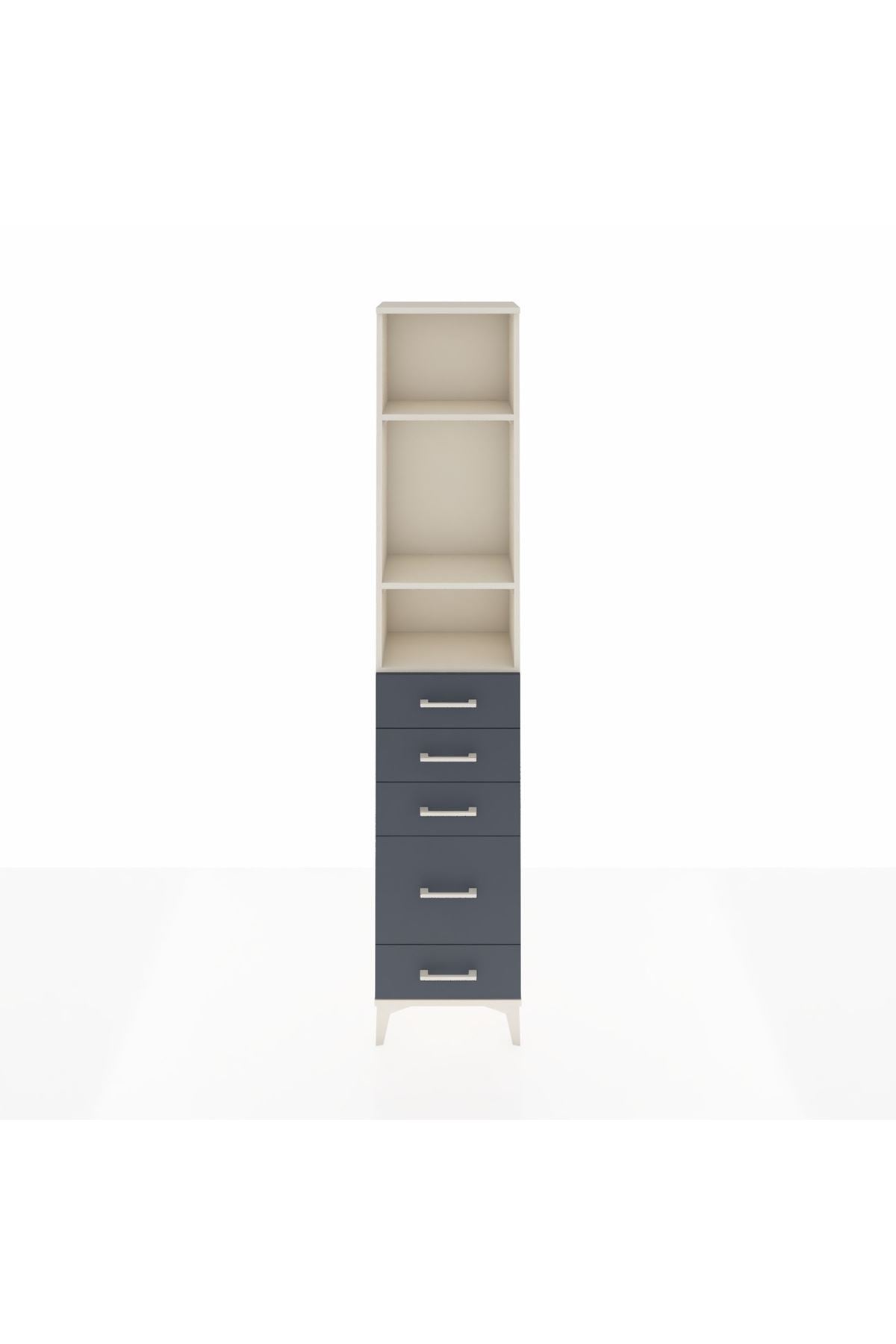 Arges Dolap 3 Raflı 5 Çekmeceli 44x30x221 Aytaşı-Antrasit