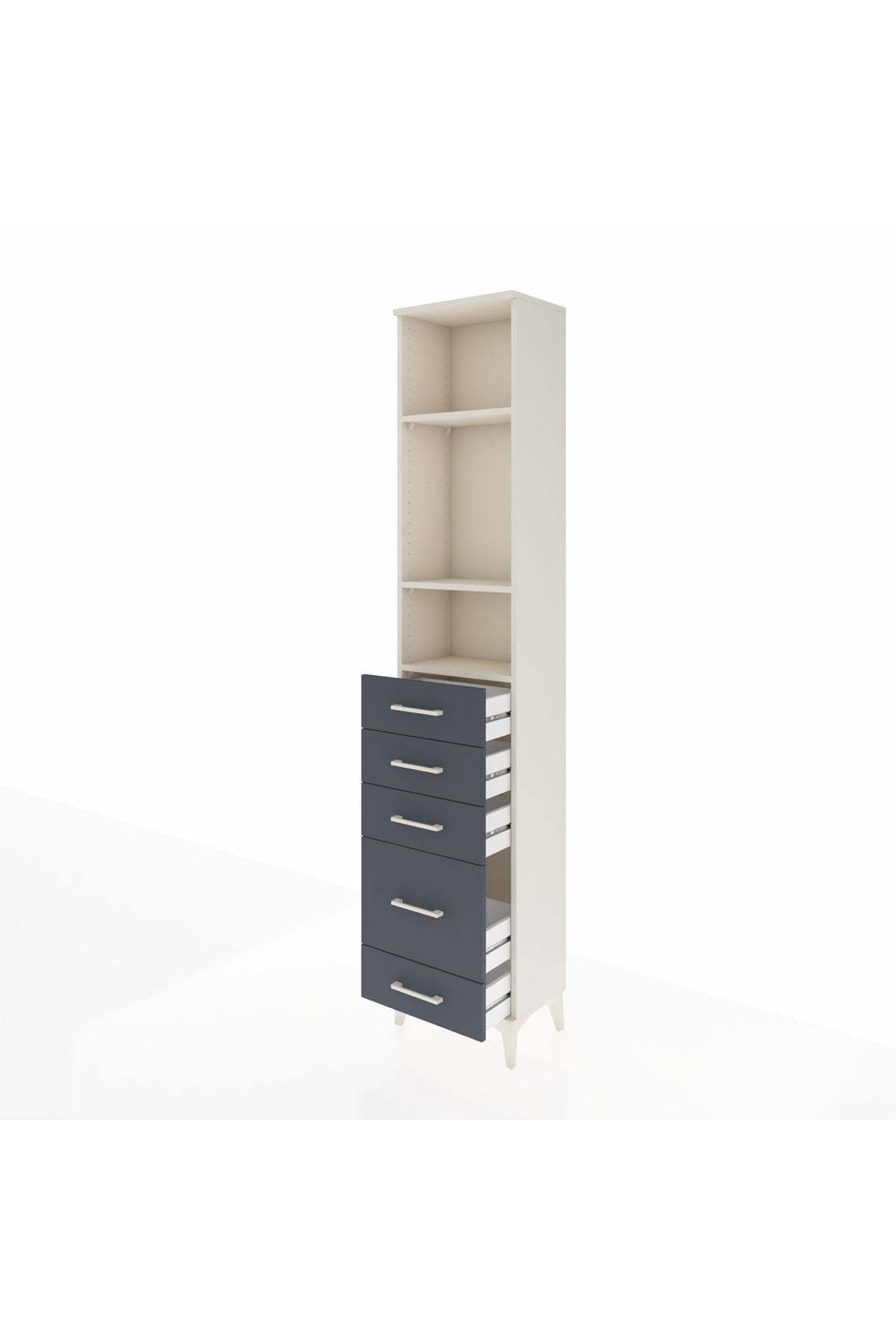 Arges Dolap 3 Raflı 5 Çekmeceli 44x30x221 Aytaşı-Antrasit