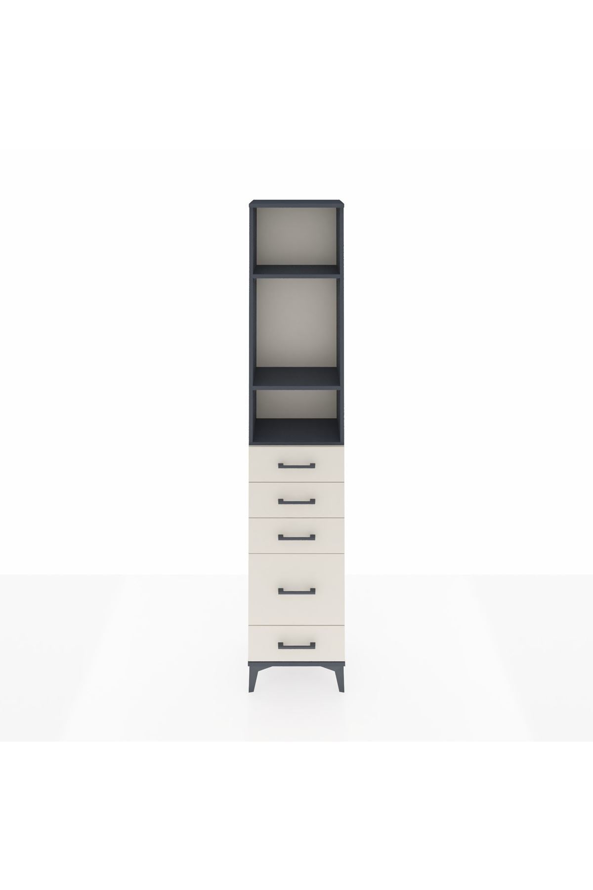 Arges Dolap 3 Raflı 5 Çekmeceli 44x30x221 Antrasit-Aytaşı