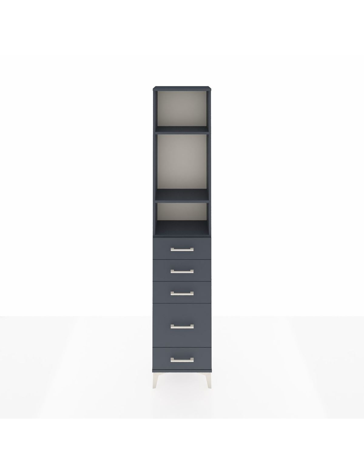 Arges Dolap 3 Raflı 5 Çekmeceli 44x30x221 Antrasit-Antrasit