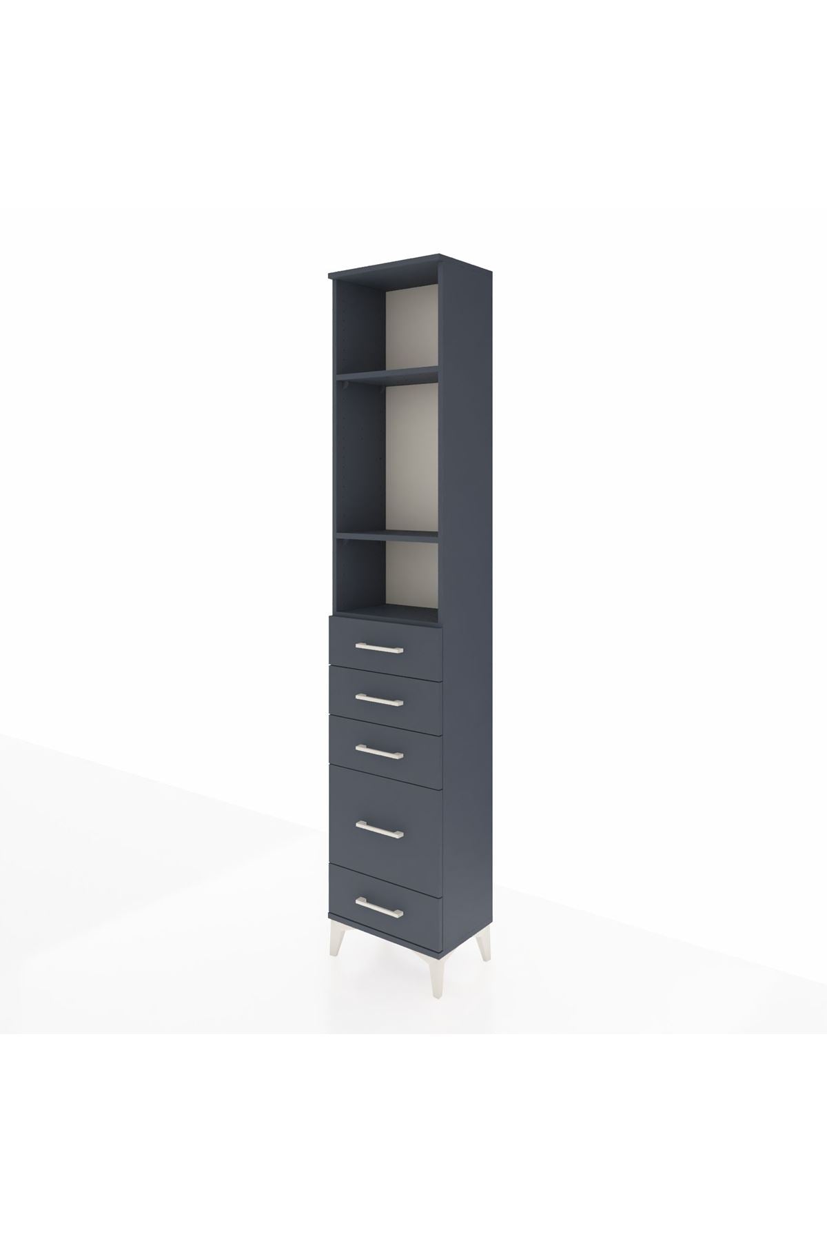 Arges Dolap 3 Raflı 5 Çekmeceli 44x30x221 Antrasit-Antrasit