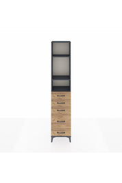 Arges Dolap 3 Raflı 5 Çekmeceli 44x30x221 Antrasit-Çam