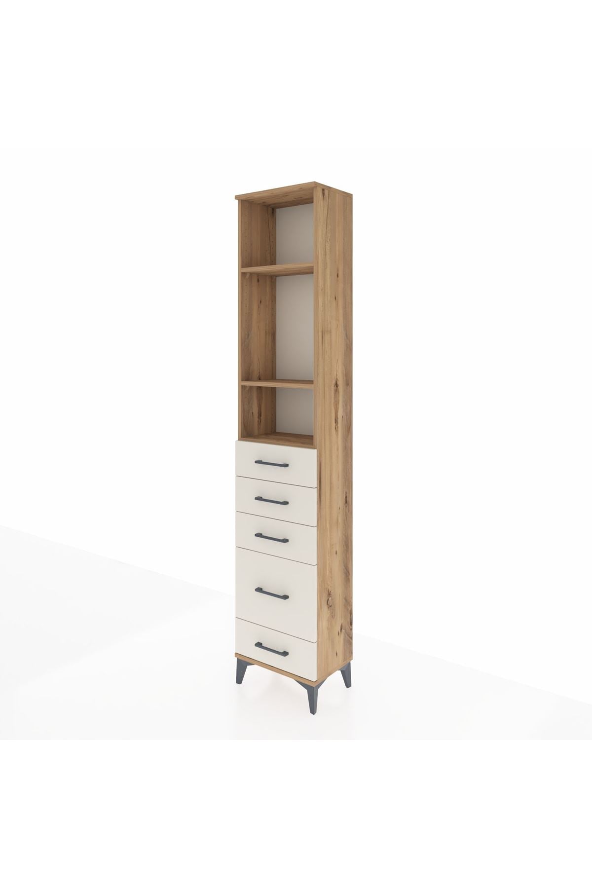 Arges Dolap 3 Raflı 5 Çekmeceli 44x30x221 Çam-Aytaşı