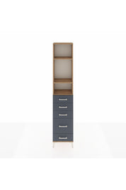 Arges Dolap 3 Raflı 5 Çekmeceli 44x30x221 Çam-Antrasit