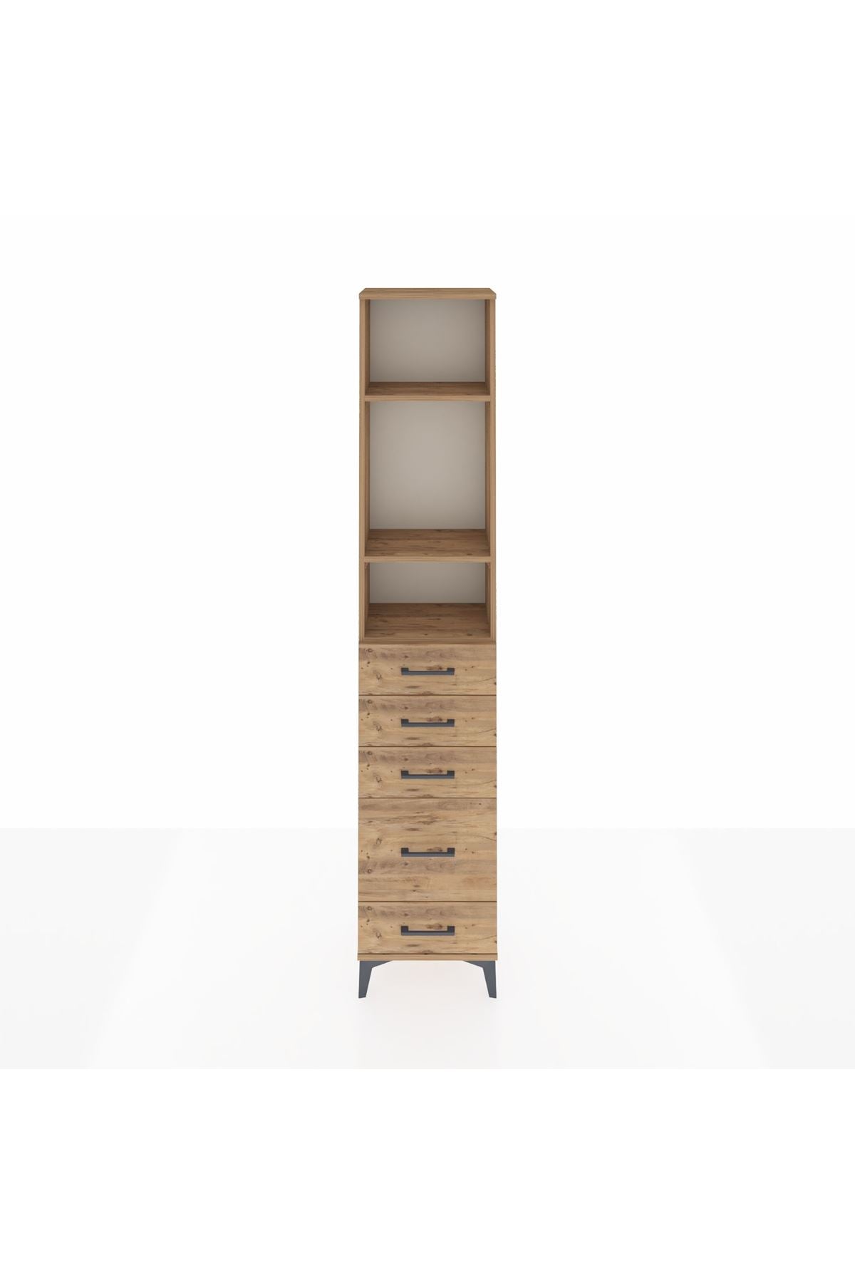 Arges Dolap 3 Raflı 5 Çekmeceli 44x30x221 Çam-Çam