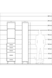 Arges Dolap 3 Raflı 5 Çekmeceli 44x30x221 Çam-Çam