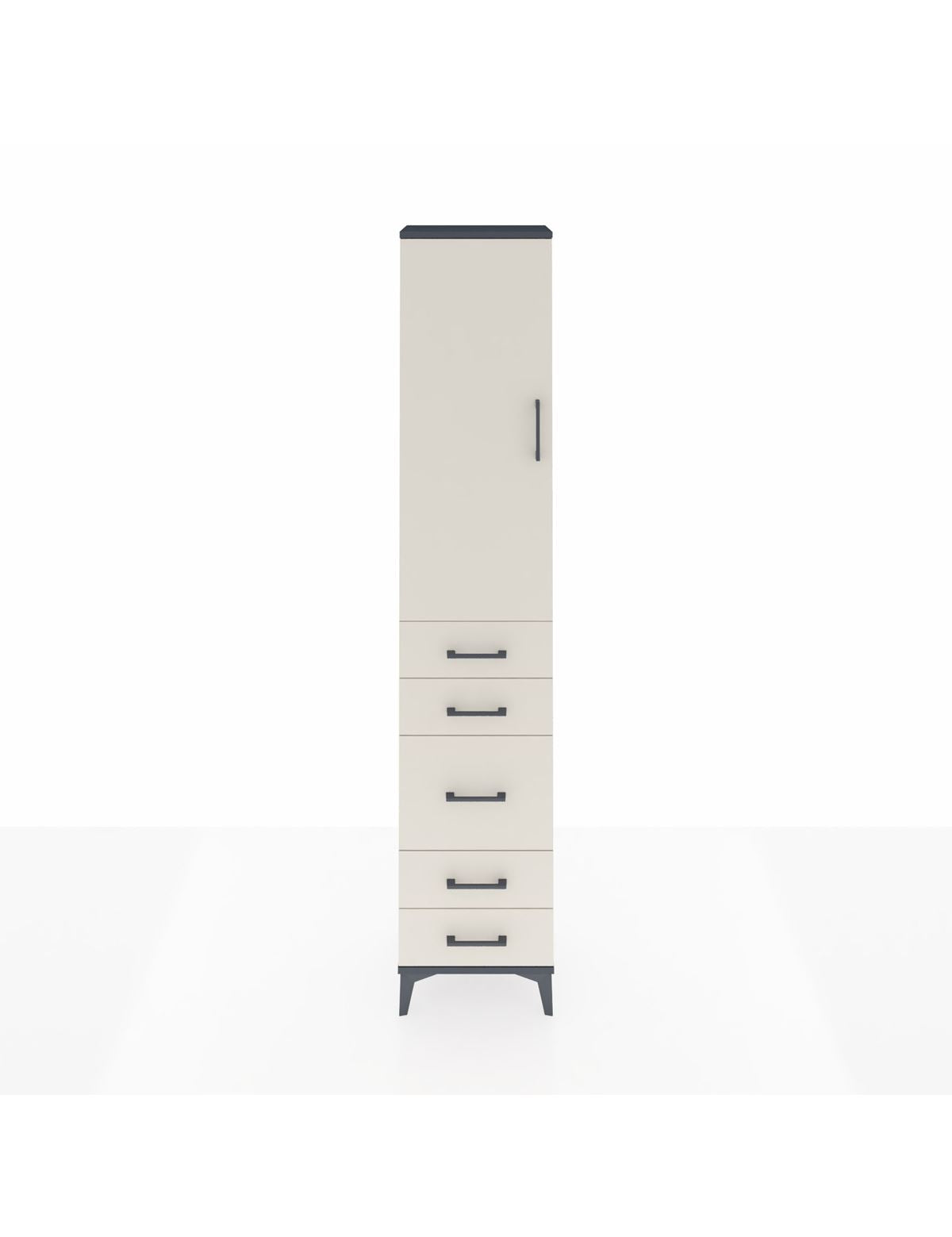 Arges Dolap 2 Raflı 5 Çekmeceli Tek Askılı 44x30x221 Antrasit-Aytaşı