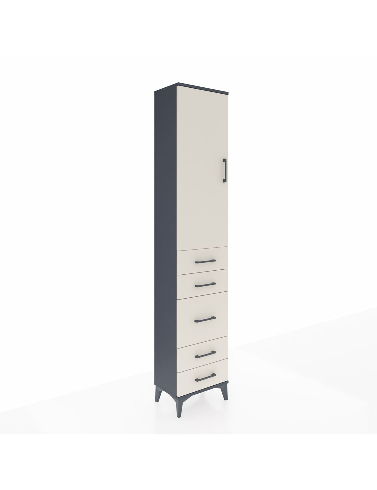 Arges Dolap 2 Raflı 5 Çekmeceli Tek Askılı 44x30x221 Antrasit-Aytaşı