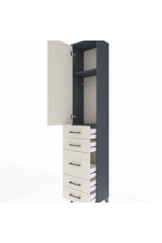 Arges Dolap 2 Raflı 5 Çekmeceli Tek Askılı 44x30x221 Antrasit-Aytaşı