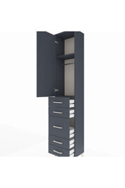 Arges Dolap 2 Raflı 5 Çekmeceli Tek Askılı 44x30x221 Antrasit-Antrasit