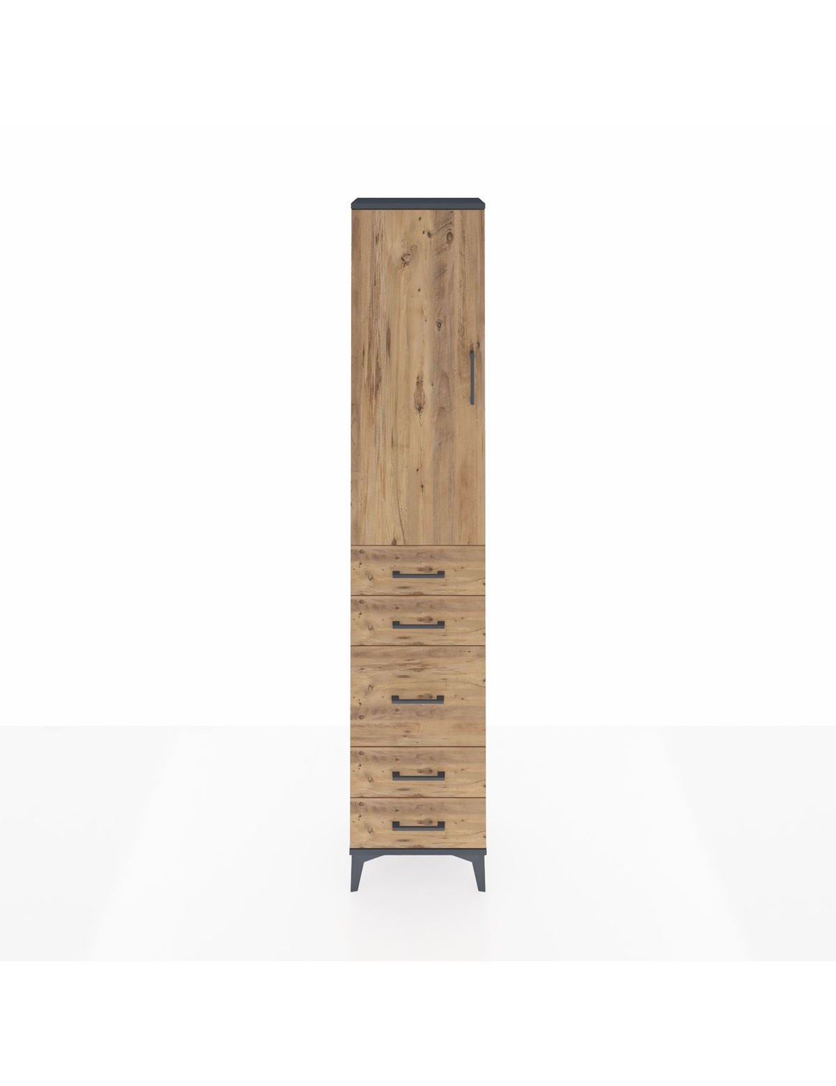 Arges Dolap 2 Raflı 5 Çekmeceli Tek Askılı 44x30x221 Antrasit-Çam