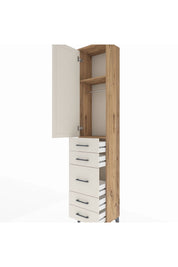 Arges Dolap 2 Raflı 5 Çekmeceli Tek Askılı 44x30x221 Çam-Aytaşı