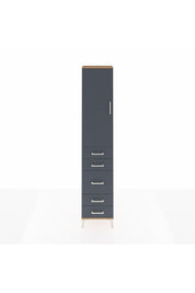 Arges Dolap 2 Raflı 5 Çekmeceli Tek Askılı 44x30x221 Çam-Antrasit