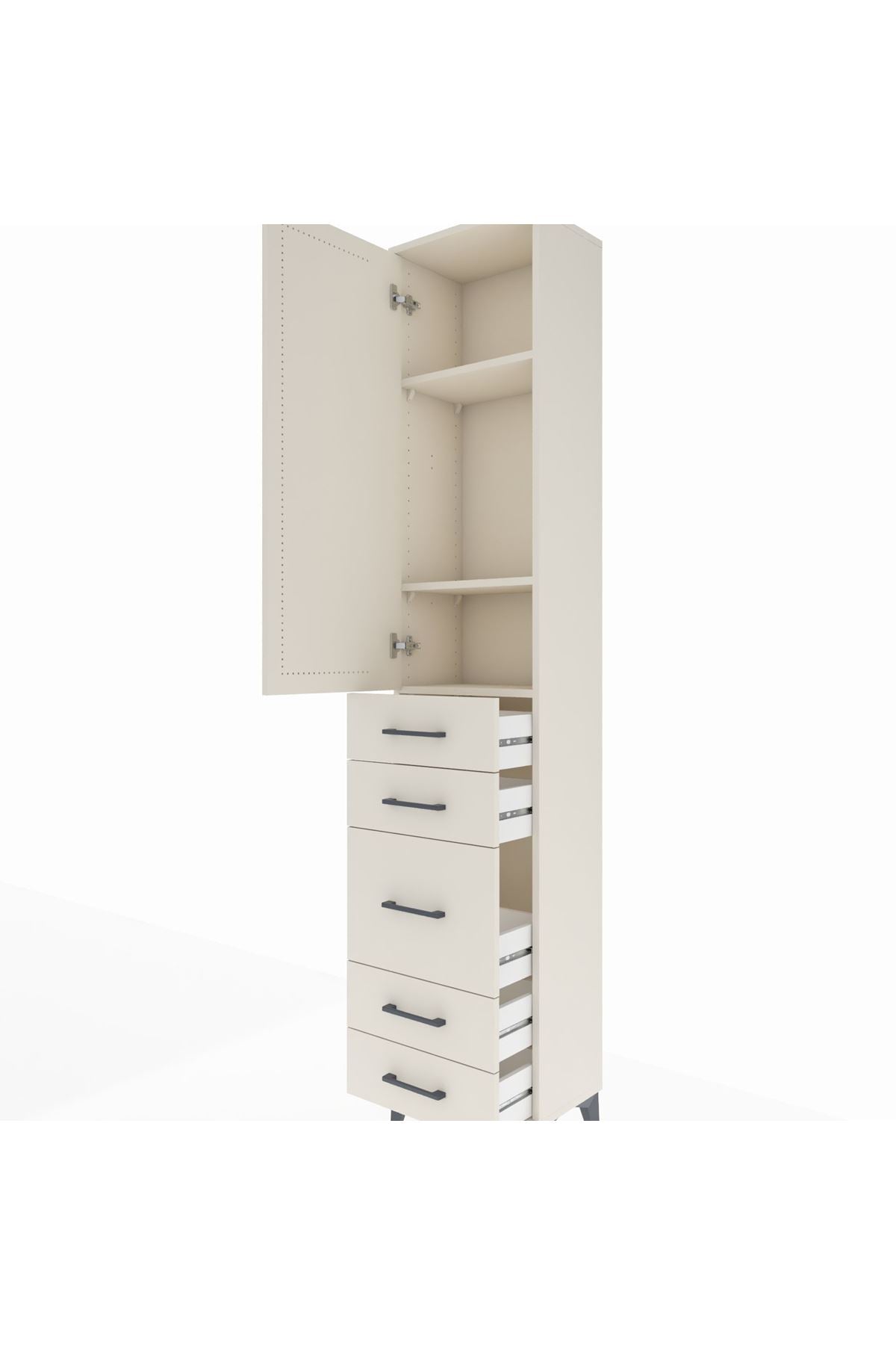 Arges Dolap 3 Raflı 5 Çekmeceli Tek Kapaklı 44x30x221 Aytaşı-Aytaşı