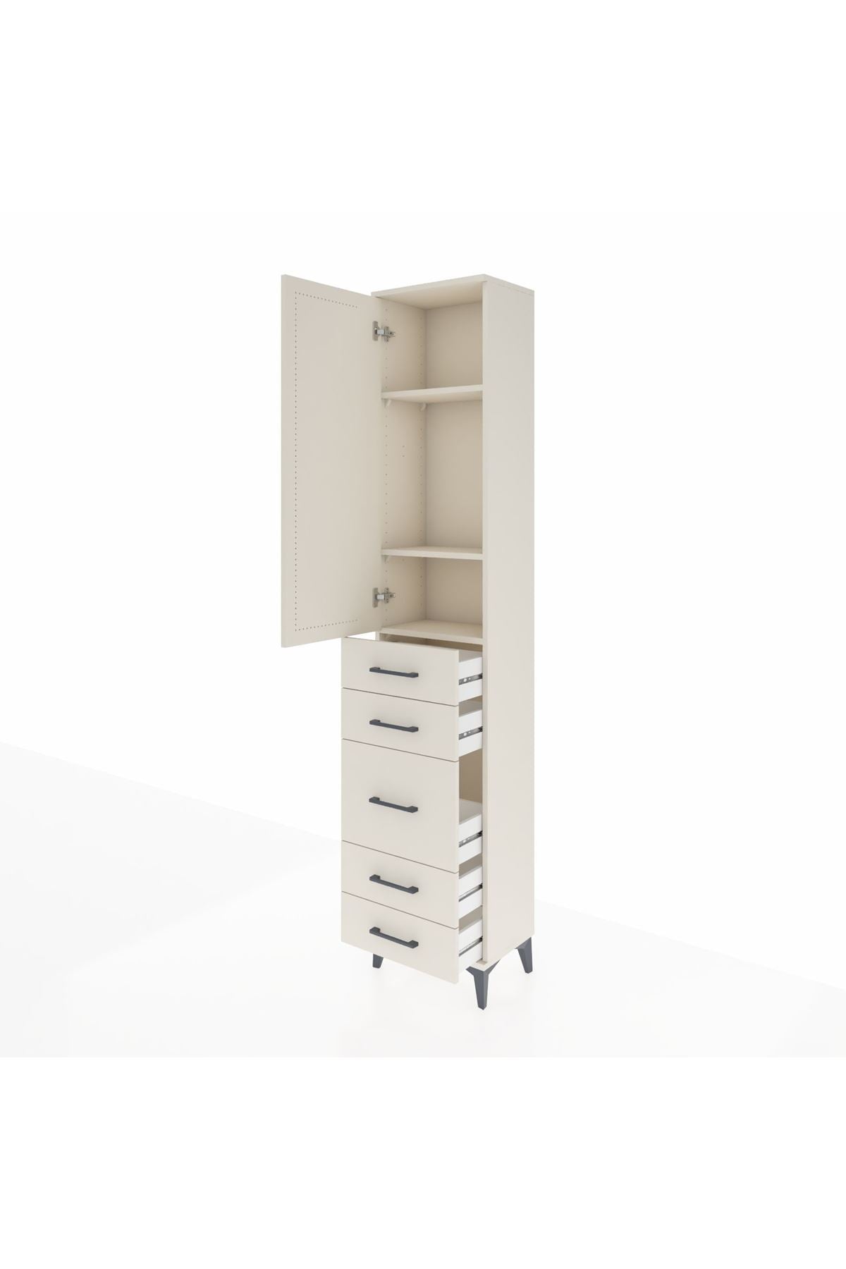 Arges Dolap 3 Raflı 5 Çekmeceli Tek Kapaklı 44x30x221 Aytaşı-Aytaşı