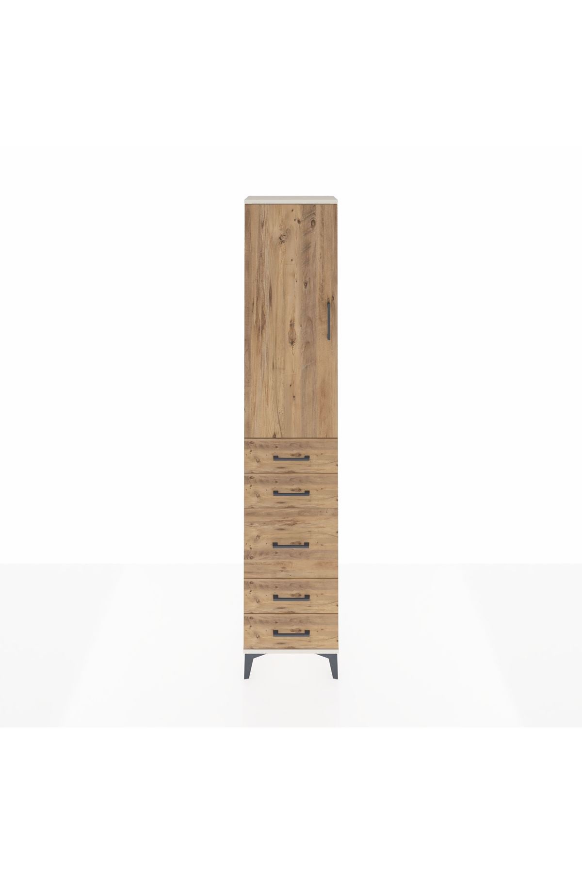 Arges Dolap 3 Raflı 5 Çekmeceli Tek Kapaklı 44x30x221 Aytaşı-Çam