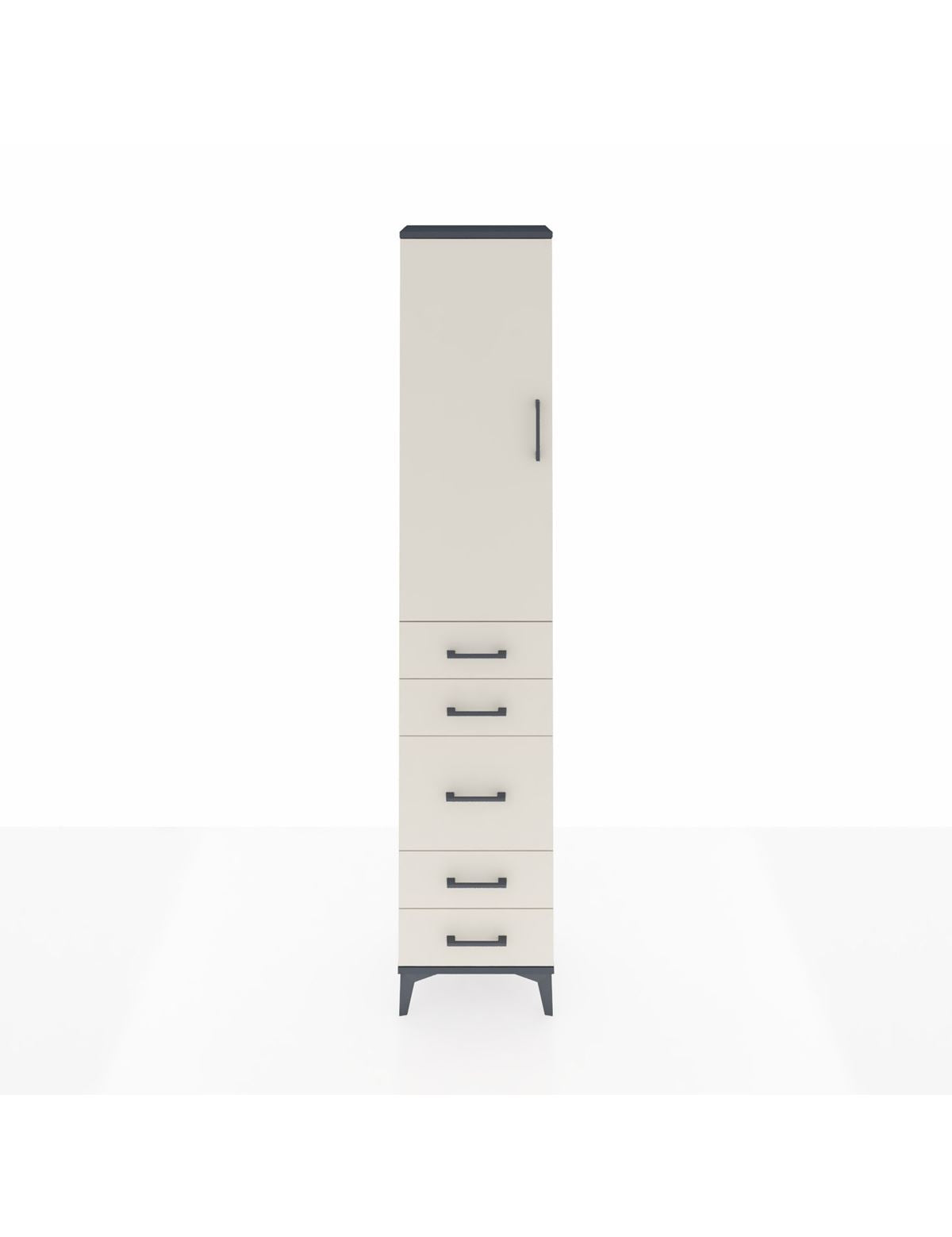 Arges Dolap 3 Raflı 5 Çekmeceli Tek Kapaklı 44x30x221 Antrasit-Aytaşı