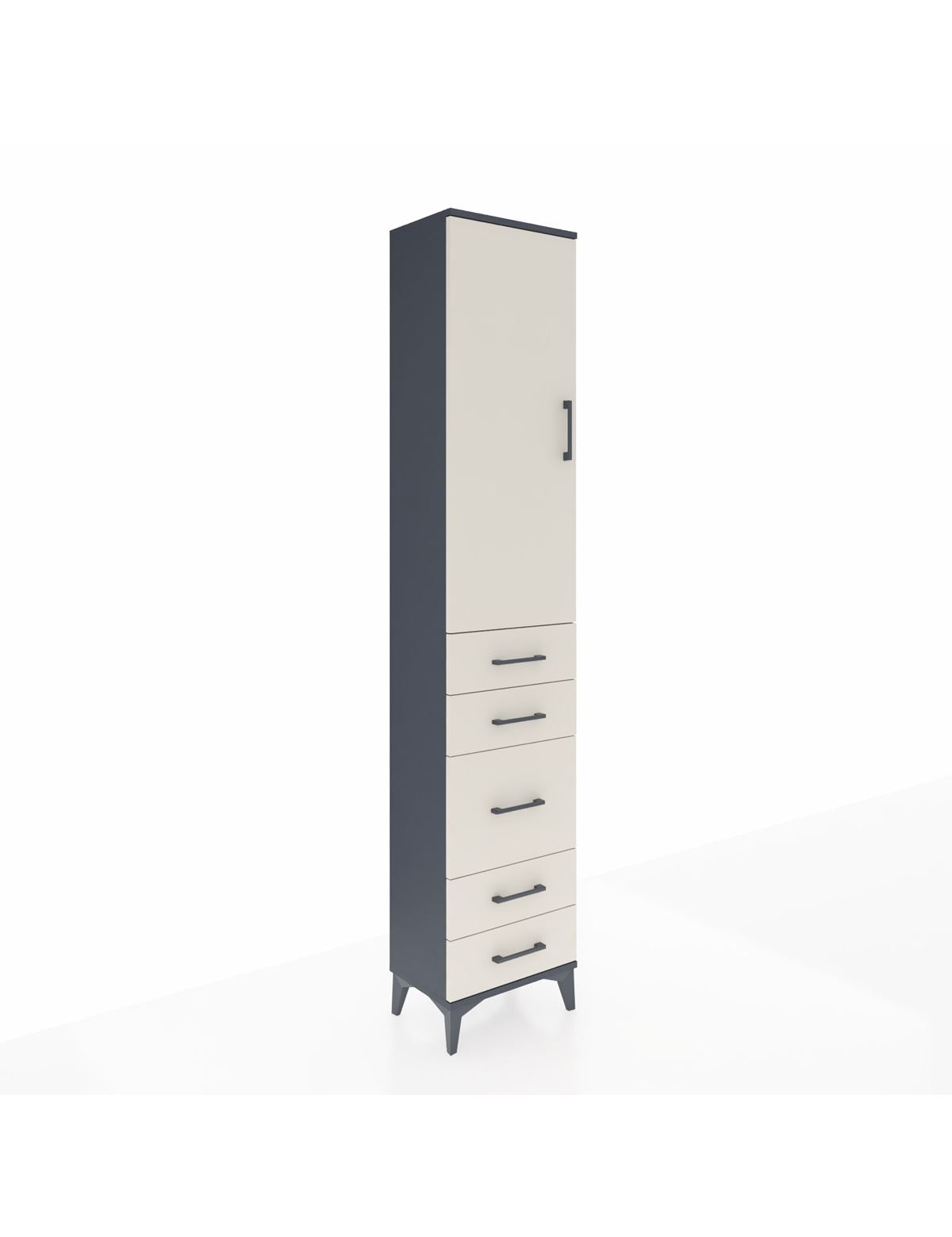 Arges Dolap 3 Raflı 5 Çekmeceli Tek Kapaklı 44x30x221 Antrasit-Aytaşı