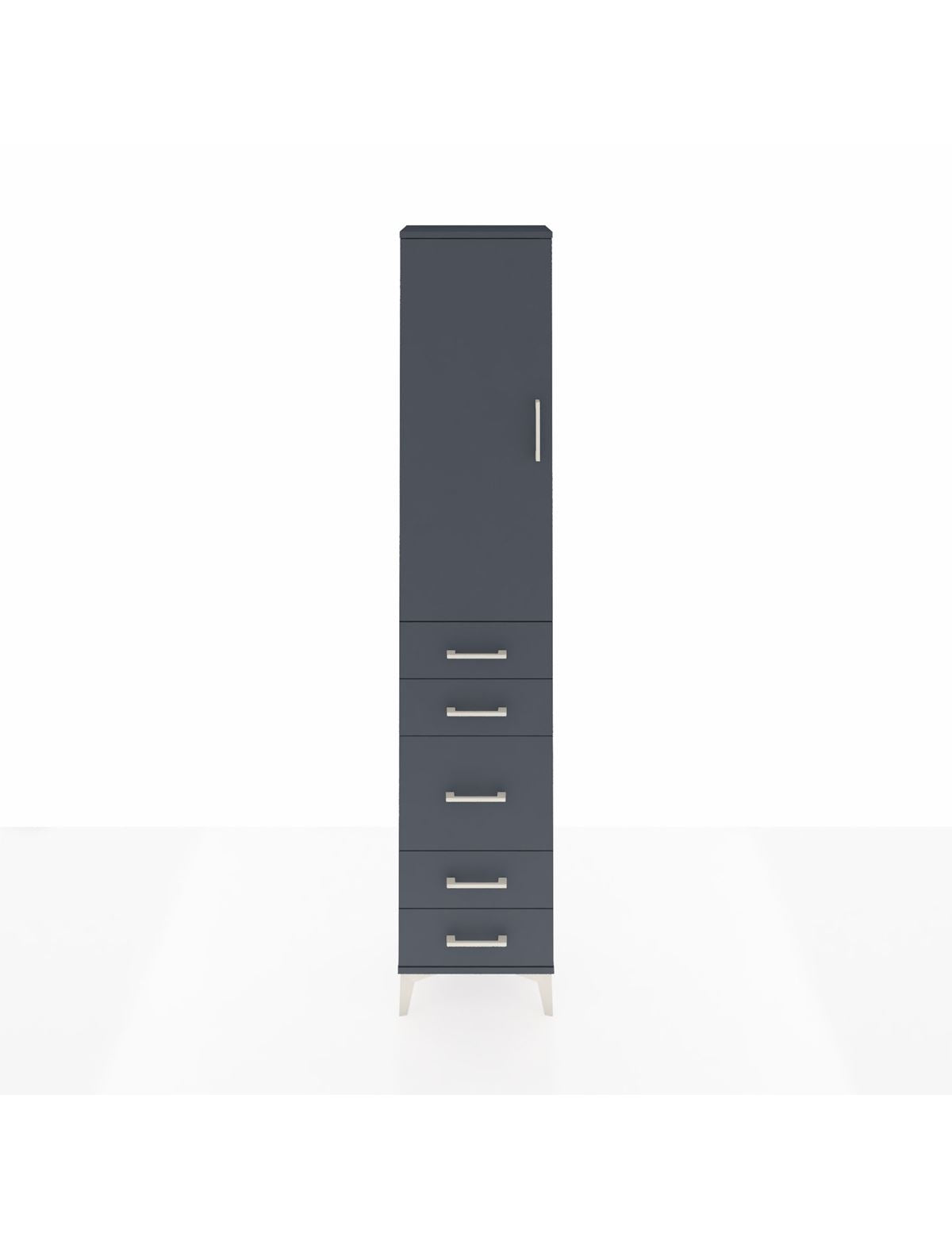 Arges Dolap 3 Raflı 5 Çekmeceli Tek Kapaklı 44x30x221 Antrasit-Antrasit