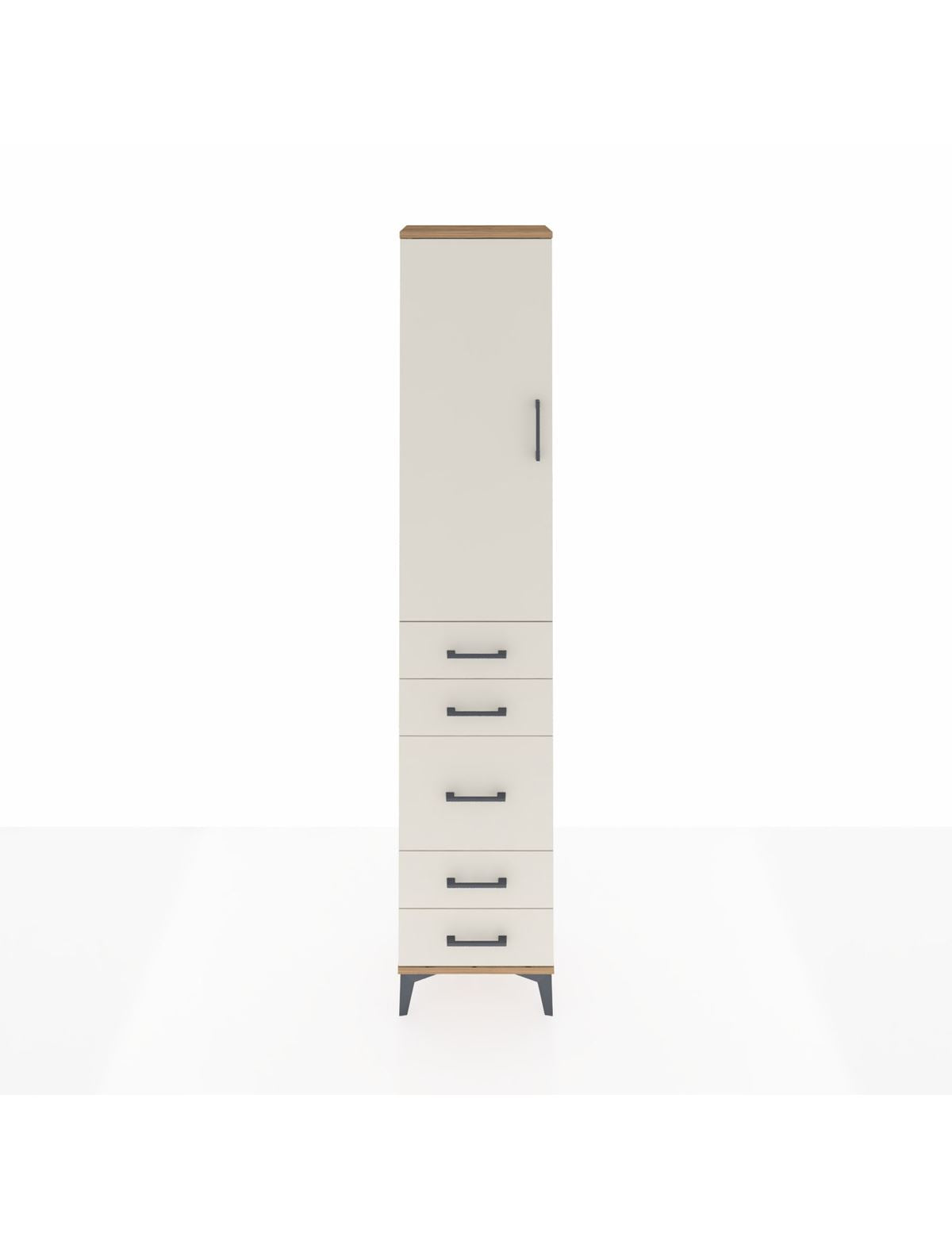 Arges Dolap 3 Raflı 5 Çekmeceli Tek Kapaklı 44x30x221 Çam-Aytaşı