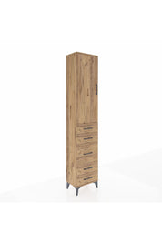 Arges Dolap 3 Raflı 5 Çekmeceli Tek Kapaklı 44x30x221 Çam-Çam