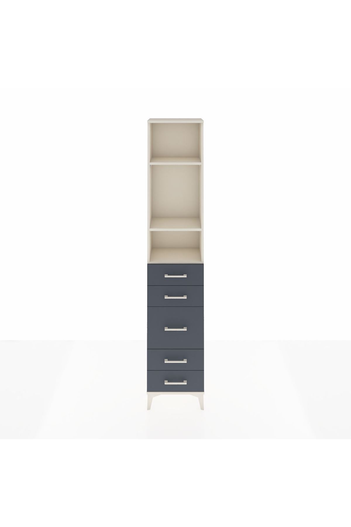 Arges Dolap 3 Raflı 5 Çekmeceli 44x30x221 Aytaşı-Antrasit