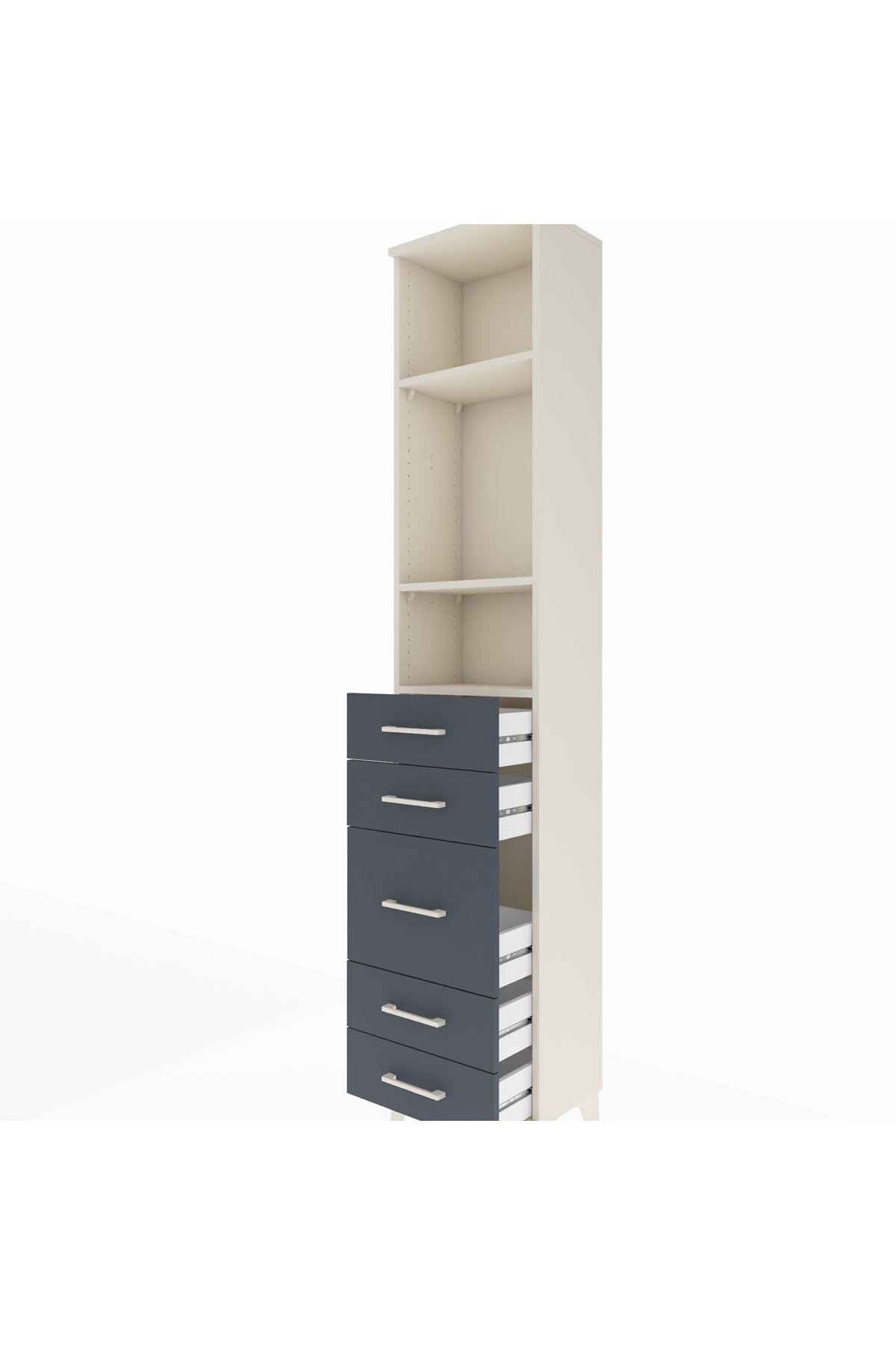 Arges Dolap 3 Raflı 5 Çekmeceli 44x30x221 Aytaşı-Antrasit