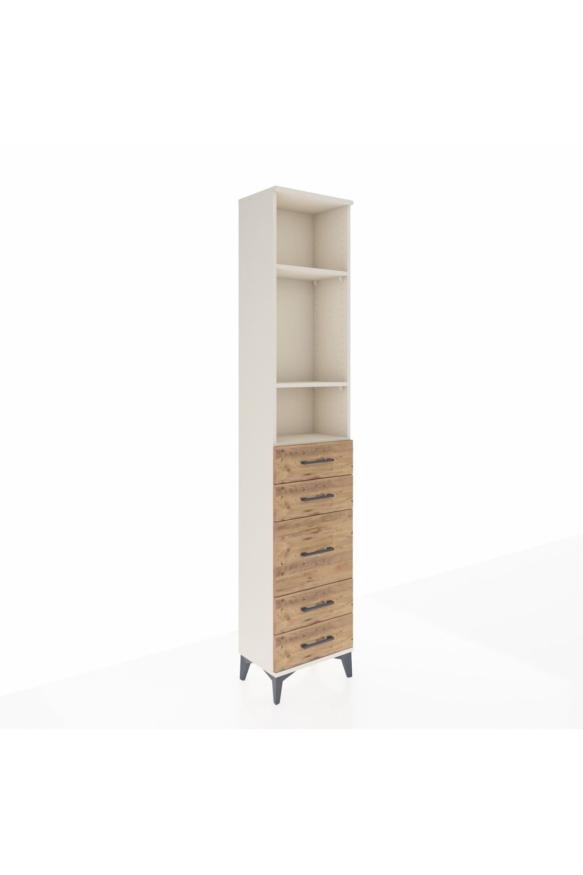 Arges Dolap 3 Raflı 5 Çekmeceli 44x30x221 - S28M114V3A