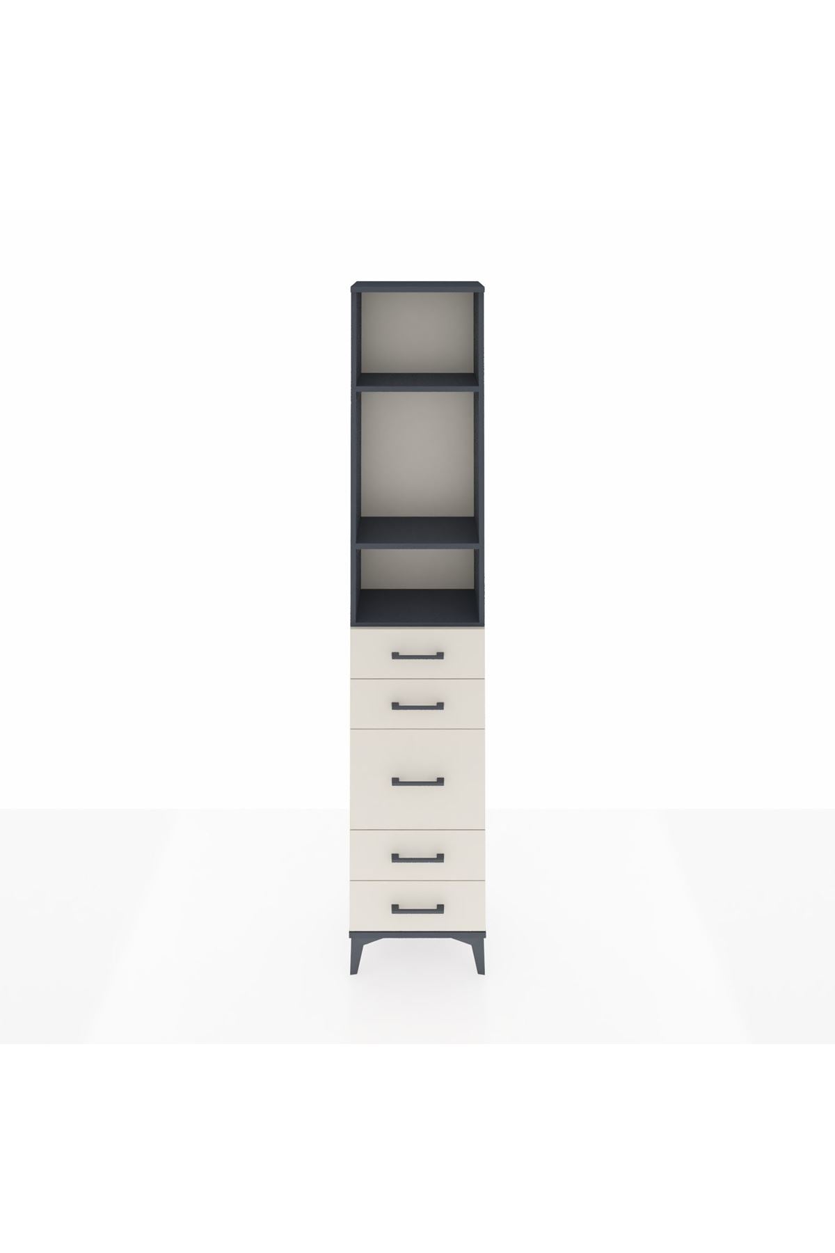 Arges Dolap 3 Raflı 5 Çekmeceli 44x30x221 Antrasit-Aytaşı