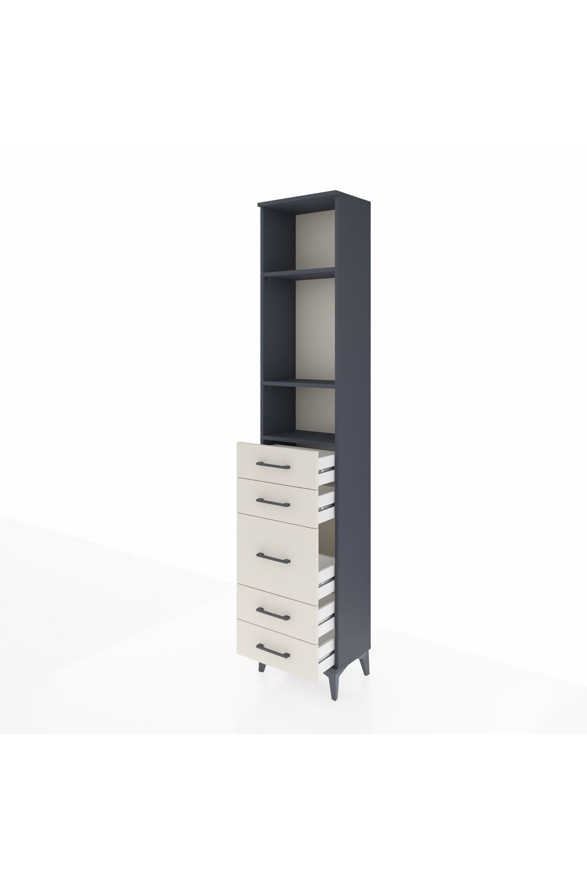 Arges Dolap 3 Raflı 5 Çekmeceli 44x30x221 - S28M114V4A