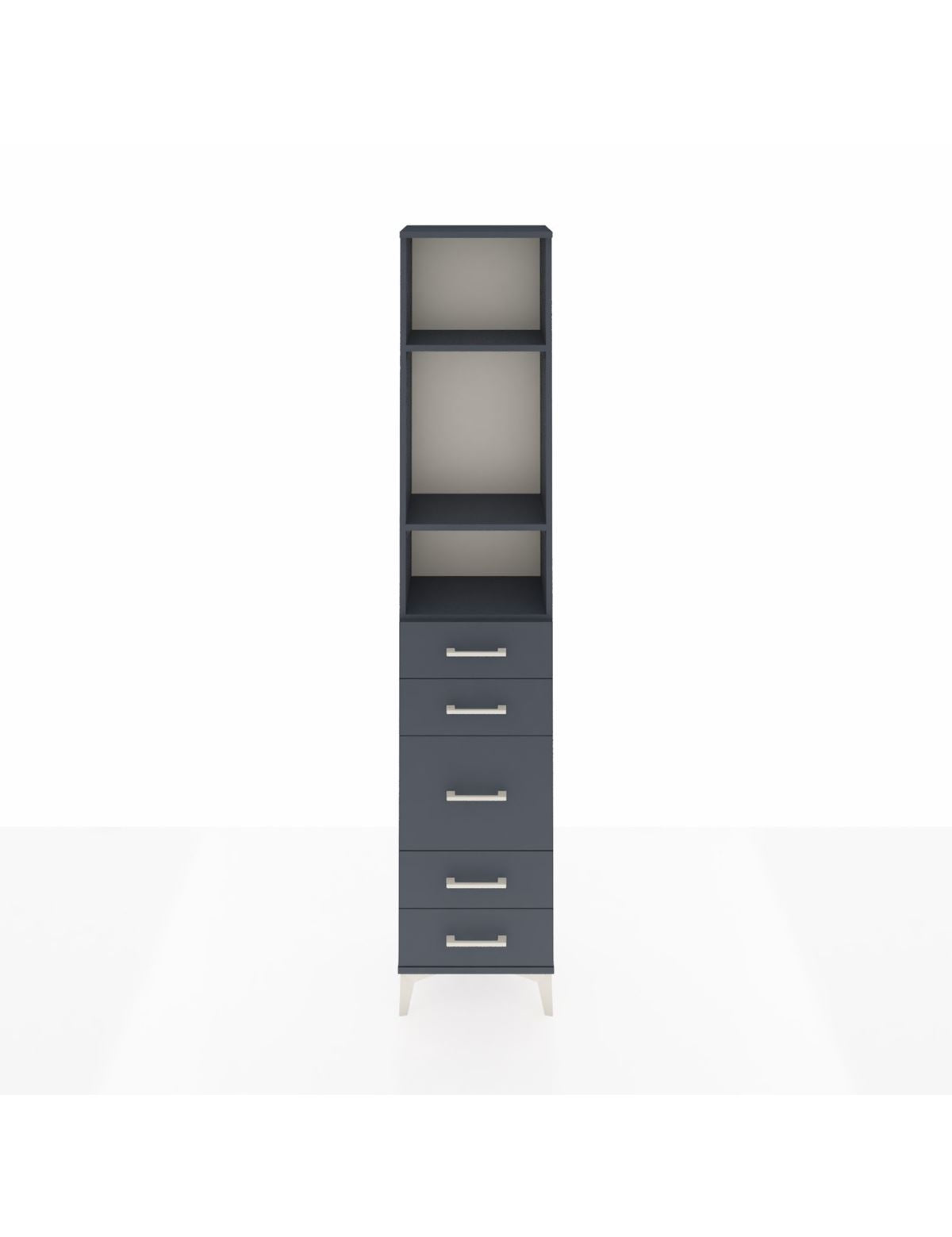 Arges Dolap 3 Raflı 5 Çekmeceli 44x30x221 Antrasit-Antrasit