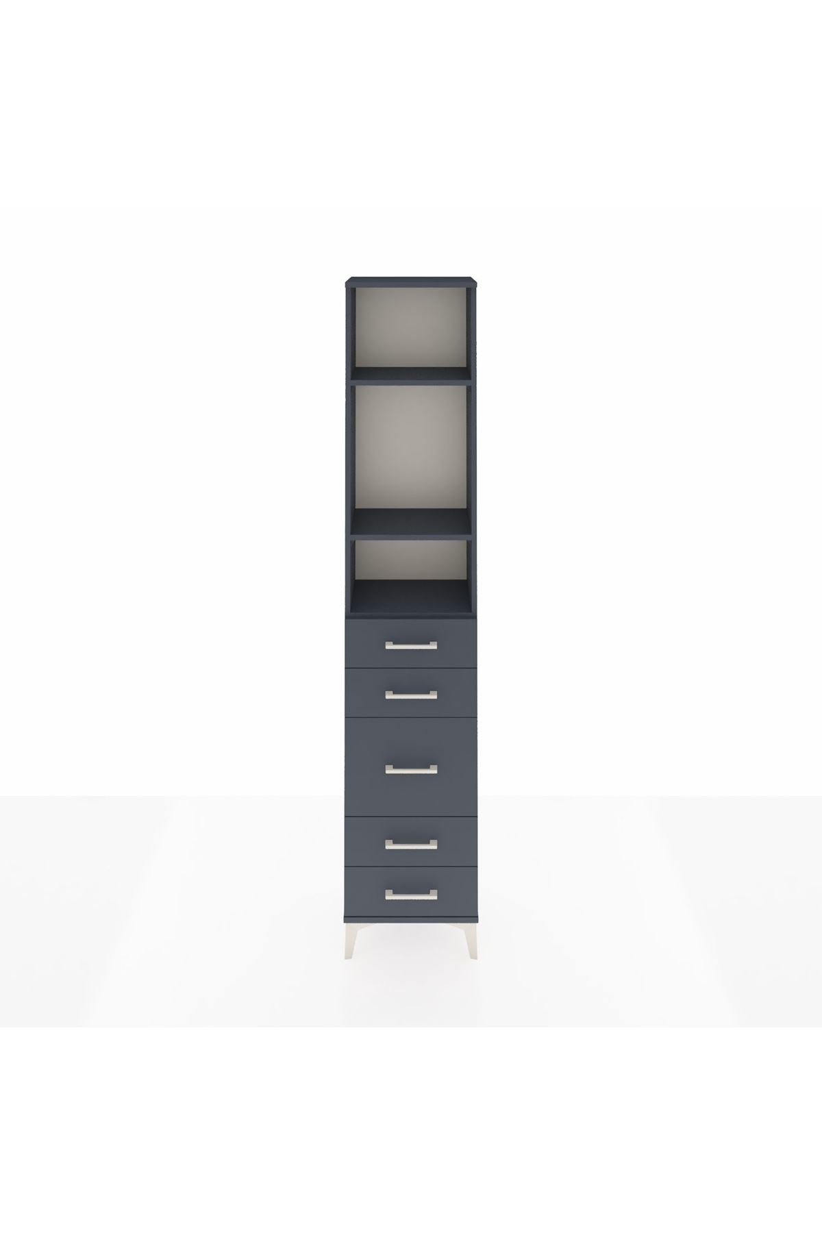 Arges Dolap 3 Raflı 5 Çekmeceli 44x30x221 Antrasit-Antrasit