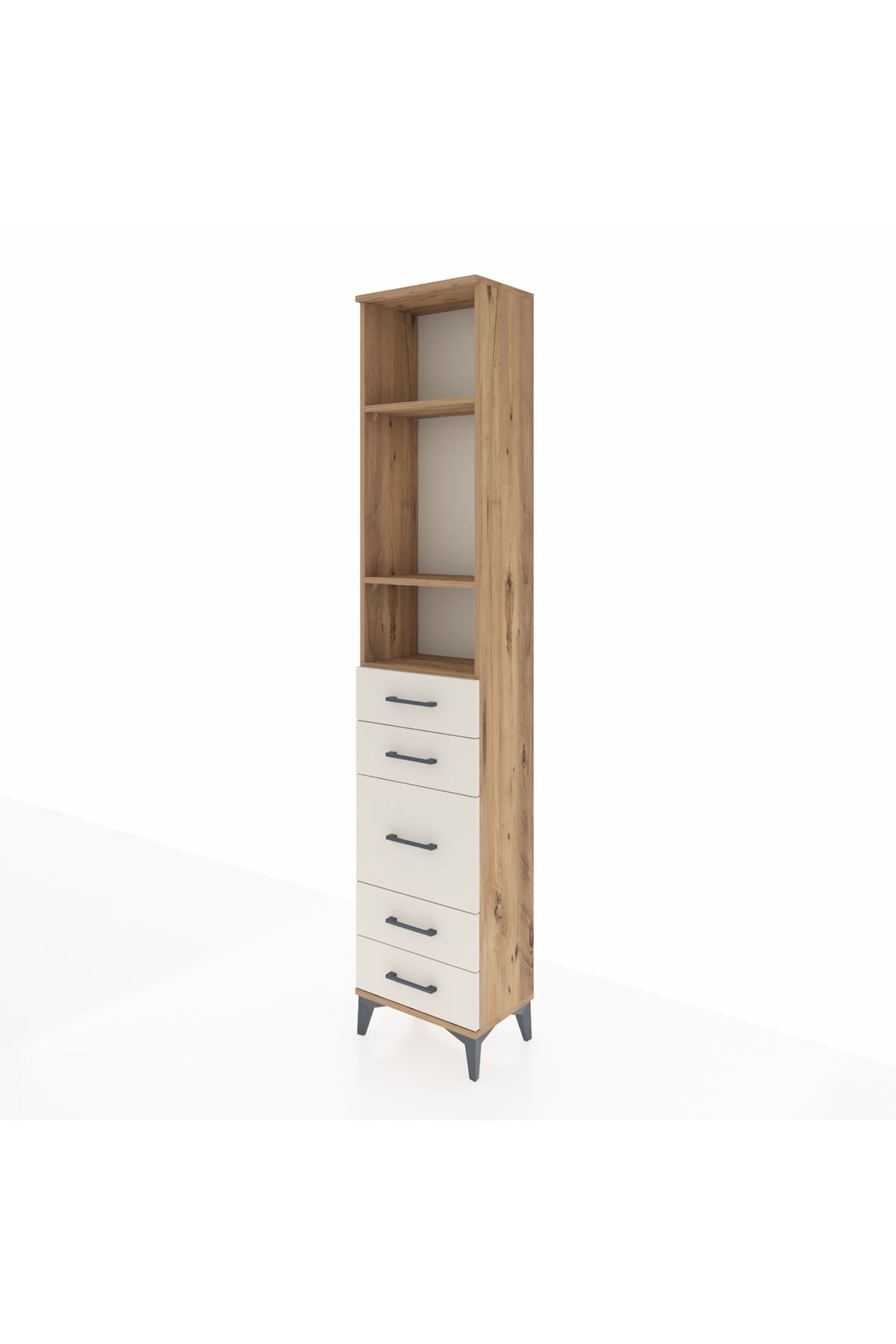 Arges Dolap 3 Raflı 5 Çekmeceli 44x30x221 Çam-Aytaşı