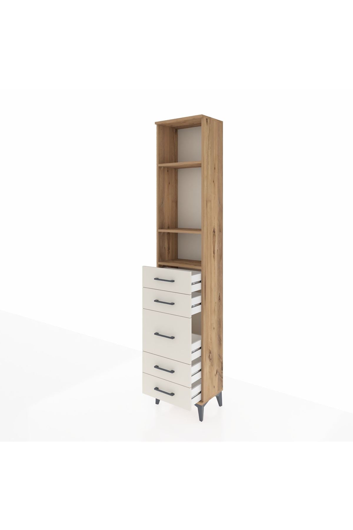 Arges Dolap 3 Raflı 5 Çekmeceli 44x30x221 - S28M114V7A
