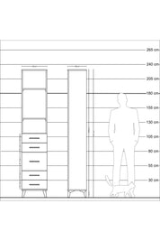 Arges Dolap 3 Raflı 5 Çekmeceli 44x30x221 Çam-Aytaşı