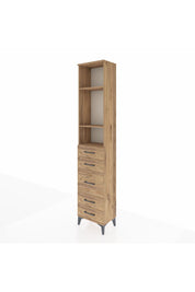 Arges Dolap 3 Raflı 5 Çekmeceli 44x30x221 Çam-Çam