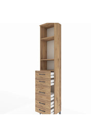 Arges Dolap 3 Raflı 5 Çekmeceli 44x30x221 Çam-Çam