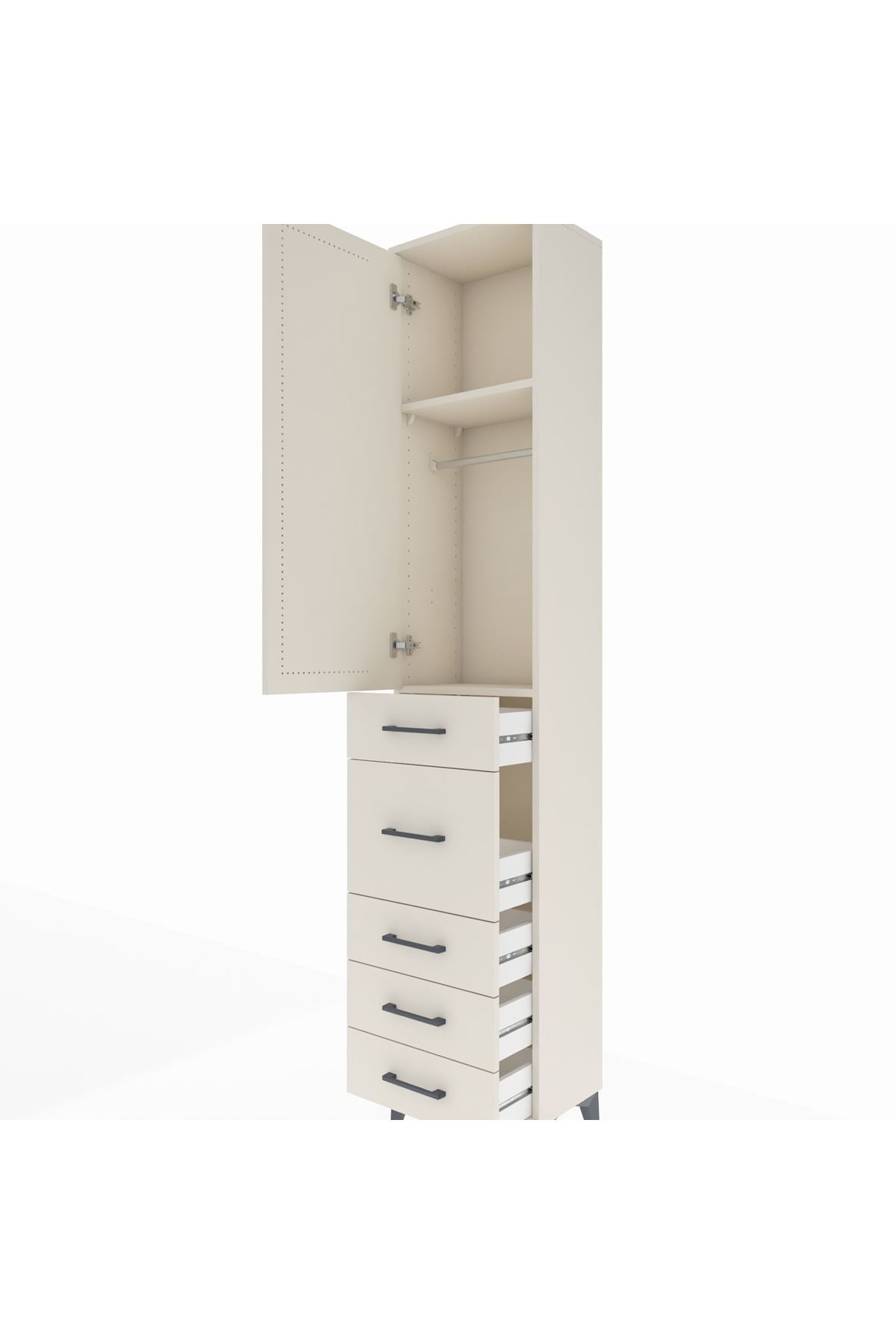 Arges Dolap 2 Raflı 5 Çekmeceli Tek Askılı 44x30x221 Aytaşı-Aytaşı