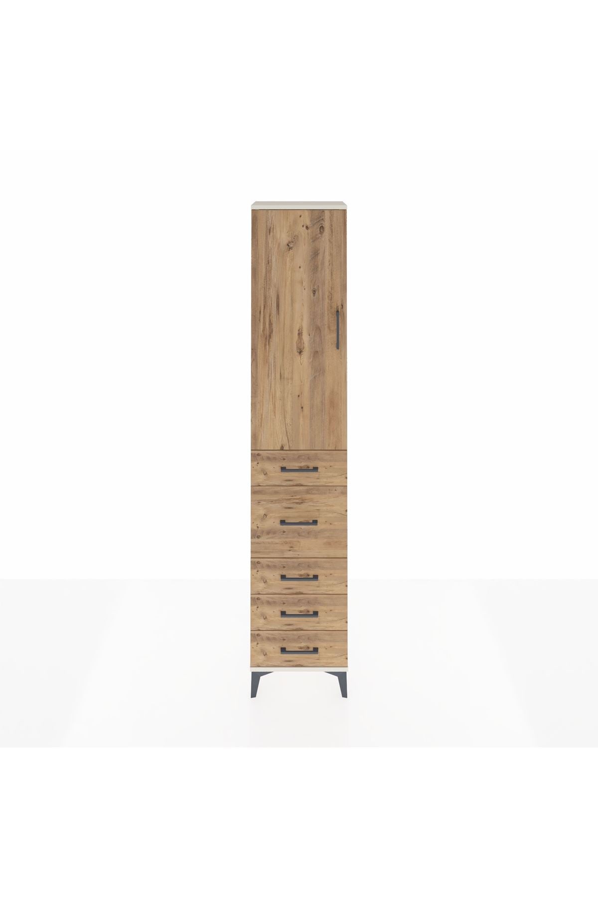 Arges Dolap 2 Raflı 5 Çekmeceli Tek Askılı 44x30x221 Aytaşı-Çam