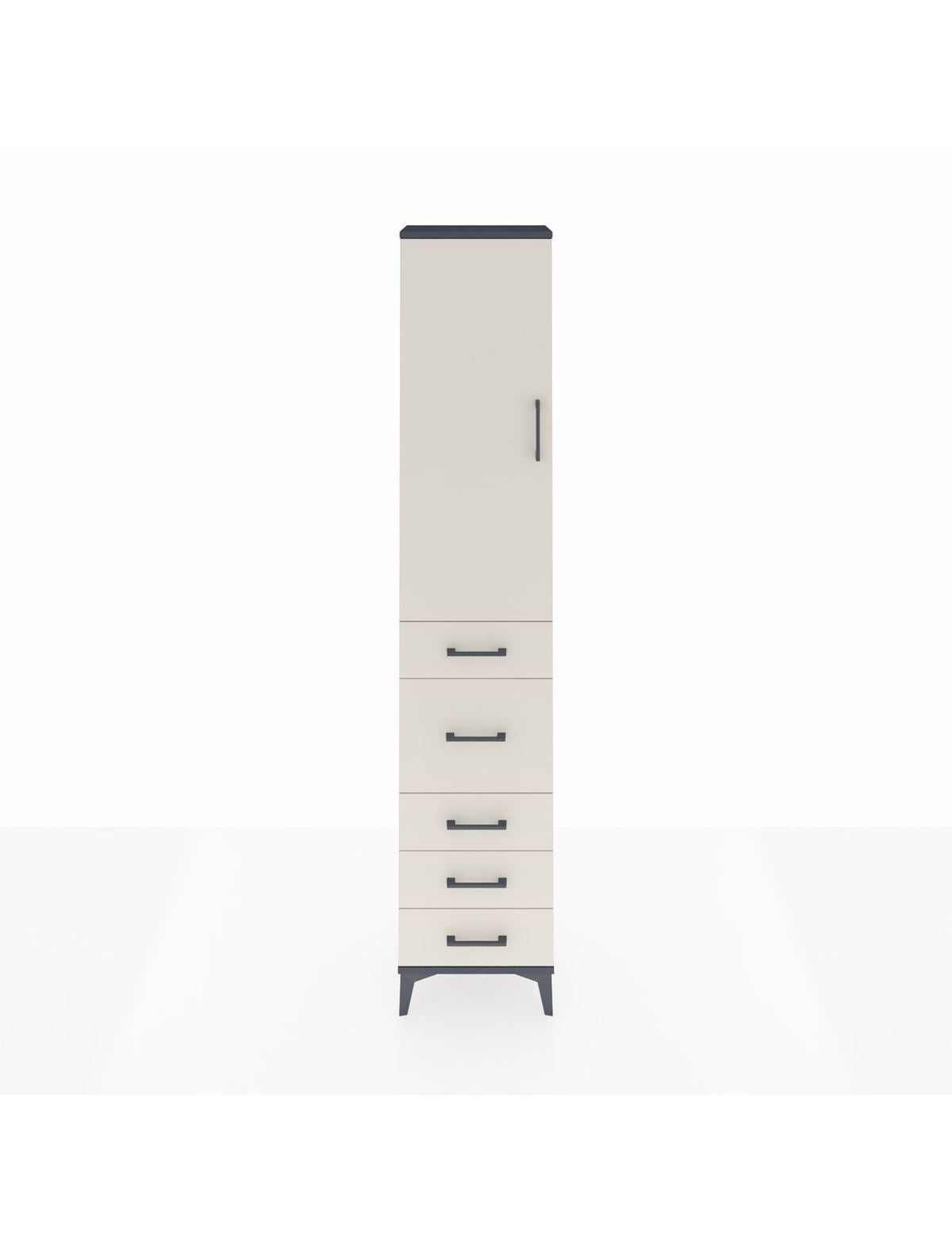 Arges Dolap 2 Raflı 5 Çekmeceli Tek Askılı 44x30x221 Antrasit-Aytaşı