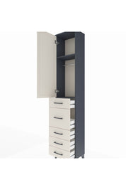 Arges Dolap 2 Raflı 5 Çekmeceli Tek Askılı 44x30x221 Antrasit-Aytaşı