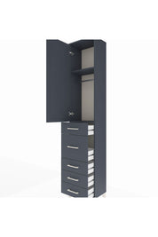 Arges Dolap 2 Raflı 5 Çekmeceli Tek Askılı 44x30x221 Antrasit-Antrasit