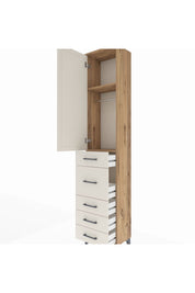 Arges Dolap 2 Raflı 5 Çekmeceli Tek Askılı 44x30x221 Çam-Aytaşı