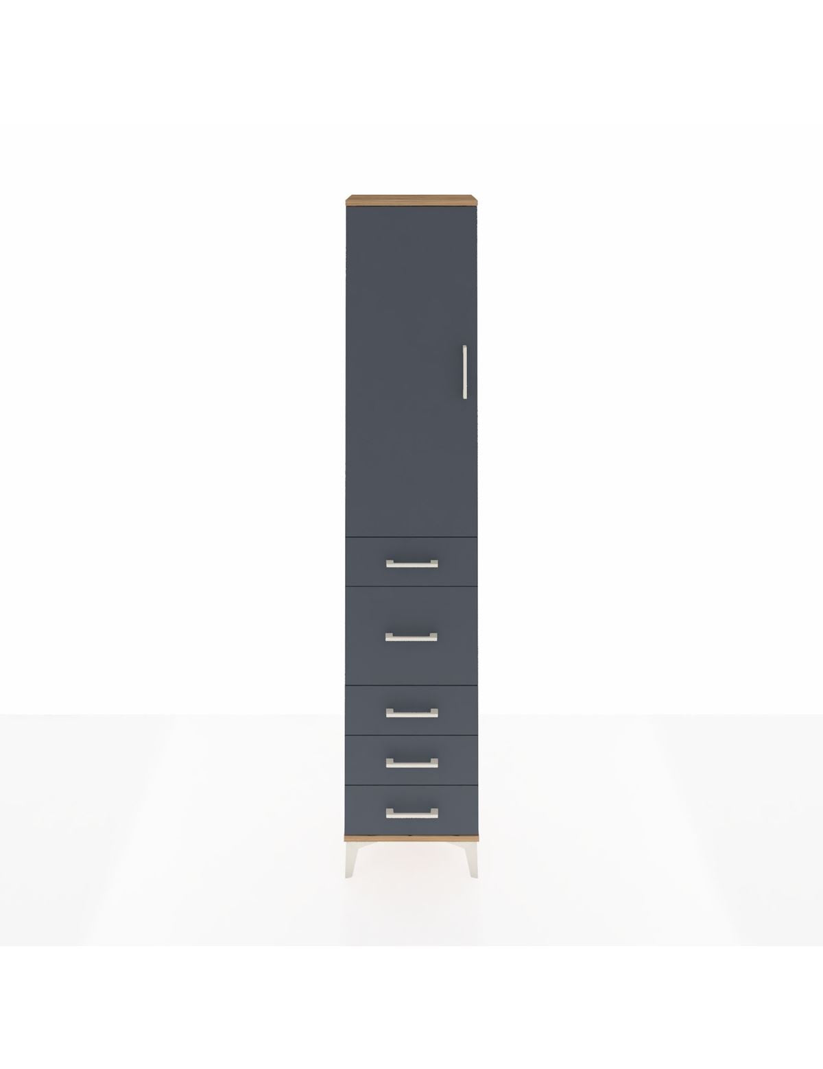 Arges Dolap 2 Raflı 5 Çekmeceli Tek Askılı 44x30x221 Çam-Antrasit