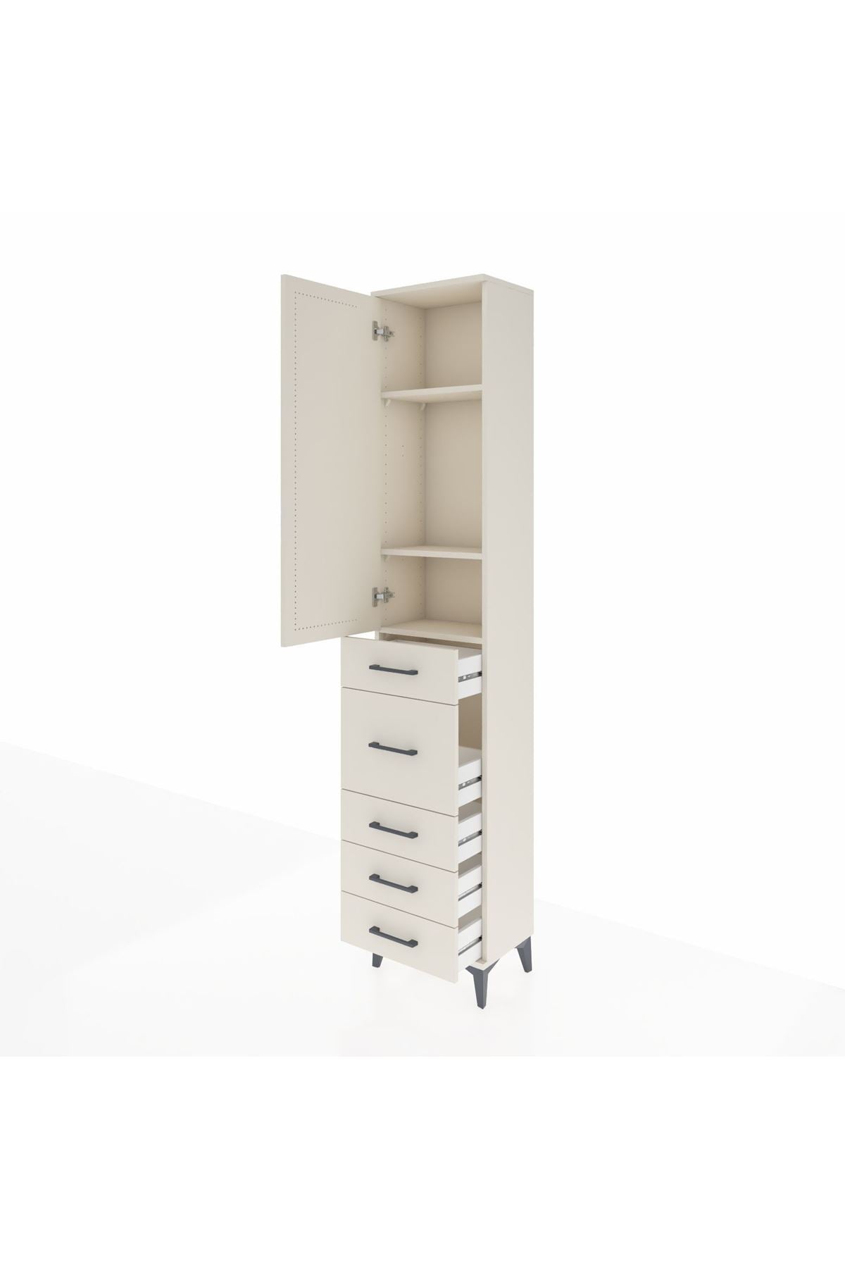 Arges Dolap 3 Raflı 5 Çekmeceli Tek Kapaklı 44x30x221 Aytaşı-Aytaşı