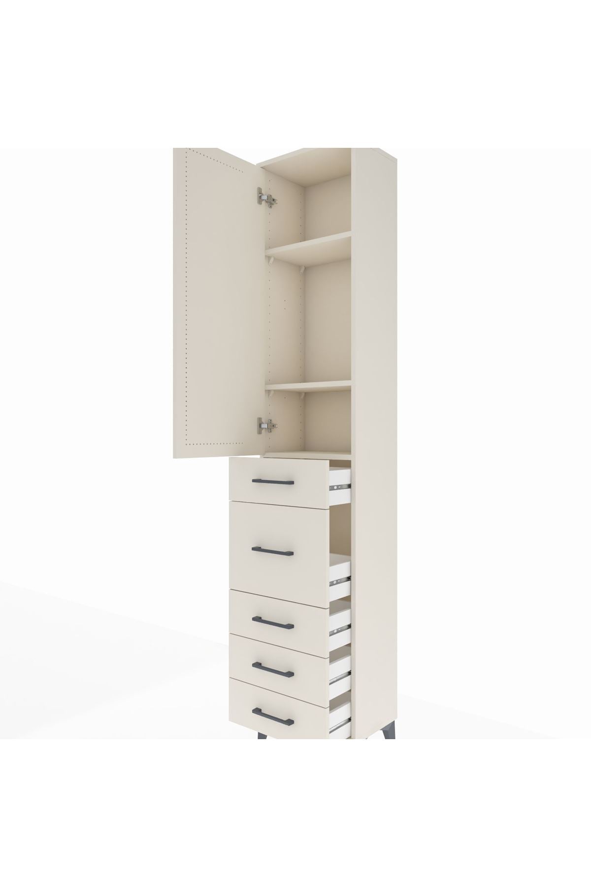 Arges Dolap 3 Raflı 5 Çekmeceli Tek Kapaklı 44x30x221 Aytaşı-Aytaşı