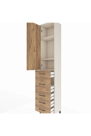 Arges Dolap 3 Raflı 5 Çekmeceli Tek Kapaklı 44x30x221 Aytaşı-Çam