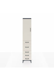 Arges Dolap 3 Raflı 5 Çekmeceli Tek Kapaklı 44x30x221 Antrasit-Aytaşı