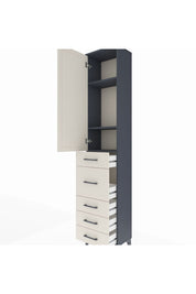 Arges Dolap 3 Raflı 5 Çekmeceli Tek Kapaklı 44x30x221 Antrasit-Aytaşı